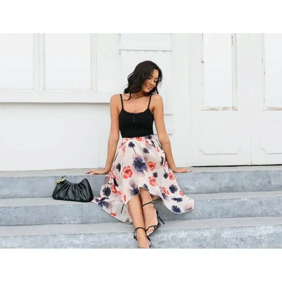 Women's Pleated Chiffon Skirt Elastic Waist A-Line Midi - Picture 8 of 8